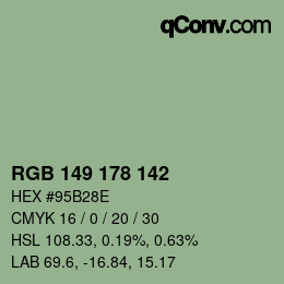 Color code: RGB 149 178 142 | qconv.com