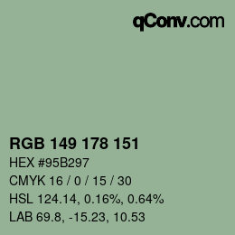 Farbcode: RGB 149 178 151 | qconv.com