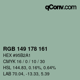 Código de color: RGB 149 178 161 | qconv.com