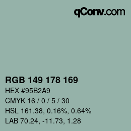 Farbcode: RGB 149 178 169 | qconv.com