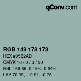 Código de color: RGB 149 178 173 | qconv.com