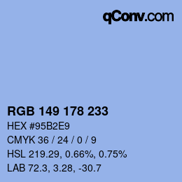 カラーコード: RGB 149 178 233 | qconv.com