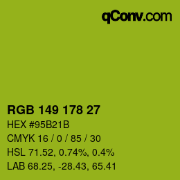 Color code: RGB 149 178 27 | qconv.com
