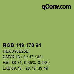 Color code: RGB 149 178 94 | qconv.com