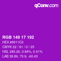 Color code: RGB 149 17 192 | qconv.com