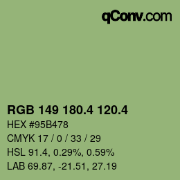 カラーコード: RGB 149 180.4 120.4 | qconv.com