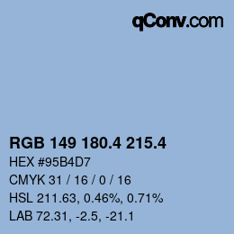 カラーコード: RGB 149 180.4 215.4 | qconv.com