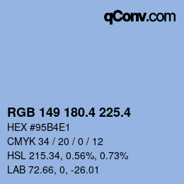 カラーコード: RGB 149 180.4 225.4 | qconv.com