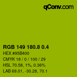 カラーコード: RGB 149 180.8 0.4 | qconv.com