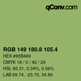 カラーコード: RGB 149 180.8 105.4 | qconv.com