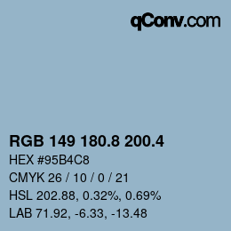 カラーコード: RGB 149 180.8 200.4 | qconv.com