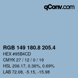 カラーコード: RGB 149 180.8 205.4 | qconv.com