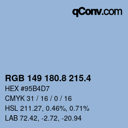 カラーコード: RGB 149 180.8 215.4 | qconv.com
