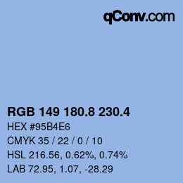 カラーコード: RGB 149 180.8 230.4 | qconv.com