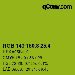カラーコード: RGB 149 180.8 25.4 | qconv.com
