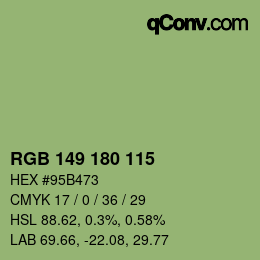 Color code: RGB 149 180 115 | qconv.com