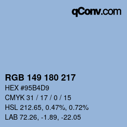 カラーコード: RGB 149 180 217 | qconv.com