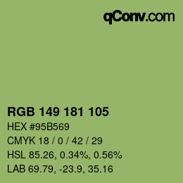 Color code: RGB 149 181 105 | qconv.com