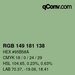 Color code: RGB 149 181 138 | qconv.com