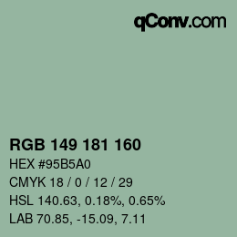 Color code: RGB 149 181 160 | qconv.com