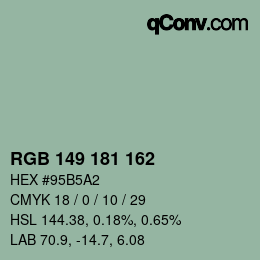 Color code: RGB 149 181 162 | qconv.com