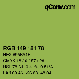 Color code: RGB 149 181 78 | qconv.com
