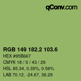 カラーコード: RGB 149 182.2 103.6 | qconv.com