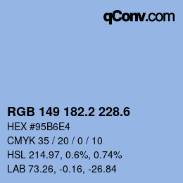カラーコード: RGB 149 182.2 228.6 | qconv.com