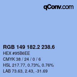 カラーコード: RGB 149 182.2 238.6 | qconv.com