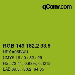 カラーコード: RGB 149 182.2 33.6 | qconv.com