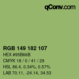 カラーコード: RGB 149 182 107 | qconv.com