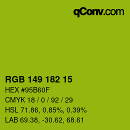 Color code: RGB 149 182 15 | qconv.com