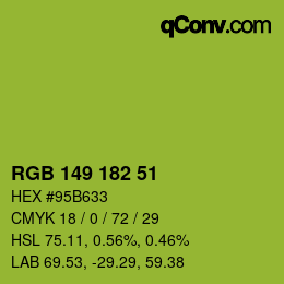 Color code: RGB 149 182 51 | qconv.com