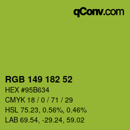 Color code: RGB 149 182 52 | qconv.com