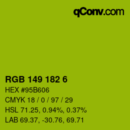 Color code: RGB 149 182 6 | qconv.com
