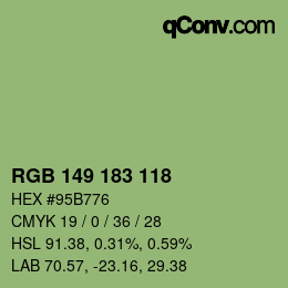 Color code: RGB 149 183 118 | qconv.com