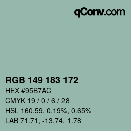 Color code: RGB 149 183 172 | qconv.com