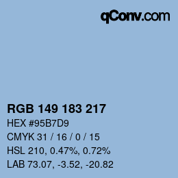 Color code: RGB 149 183 217 | qconv.com