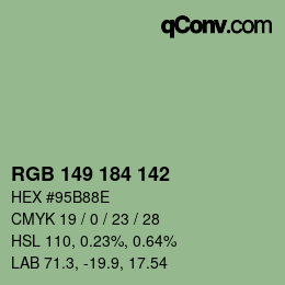 Color code: RGB 149 184 142 | qconv.com