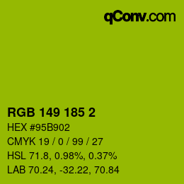 Color code: RGB 149 185 2 | qconv.com