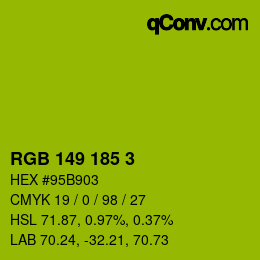 Color code: RGB 149 185 3 | qconv.com