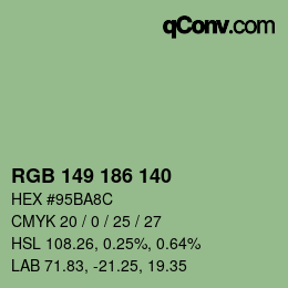 Color code: RGB 149 186 140 | qconv.com