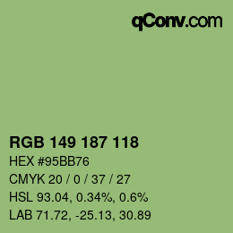 Color code: RGB 149 187 118 | qconv.com