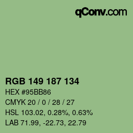 Color code: RGB 149 187 134 | qconv.com