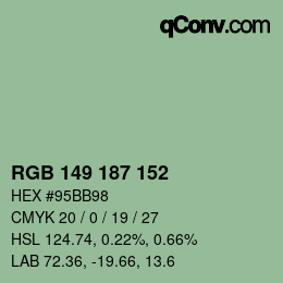 Color code: RGB 149 187 152 | qconv.com
