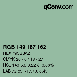 Color code: RGB 149 187 162 | qconv.com