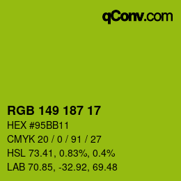 Color code: RGB 149 187 17 | qconv.com