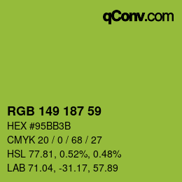 Color code: RGB 149 187 59 | qconv.com