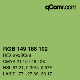 Color code: RGB 149 188 102 | qconv.com