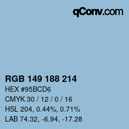 颜色代码: RGB 149 188 214 | qconv.com